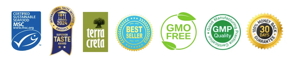 Certyfikaty EQology: MSC, Superior Taste Award, GMO free, GMP